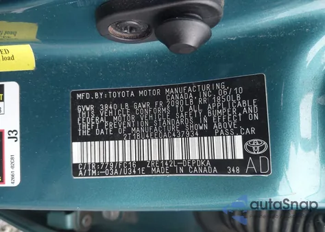 2010 Toyota Corolla Le from USA, damaged, VIN 2T1BU4EE0AC437934